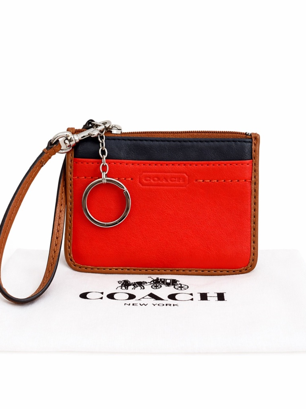 COACH Parker Slim ID / Card Holder Wristlet & Keychain W/ Dustbag